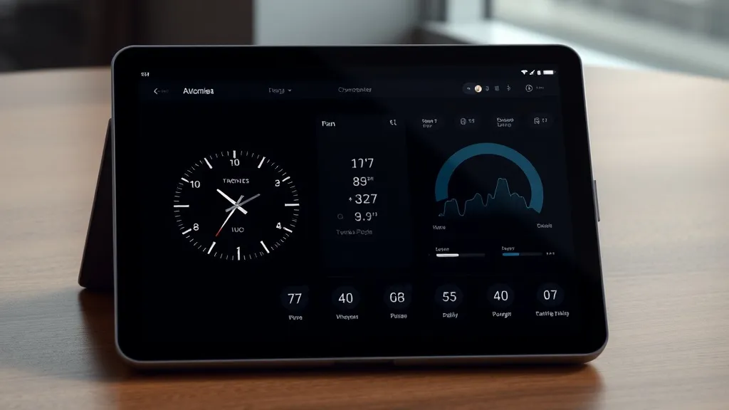 Minimalist chronometer and digital dashboard on a tablet, sl